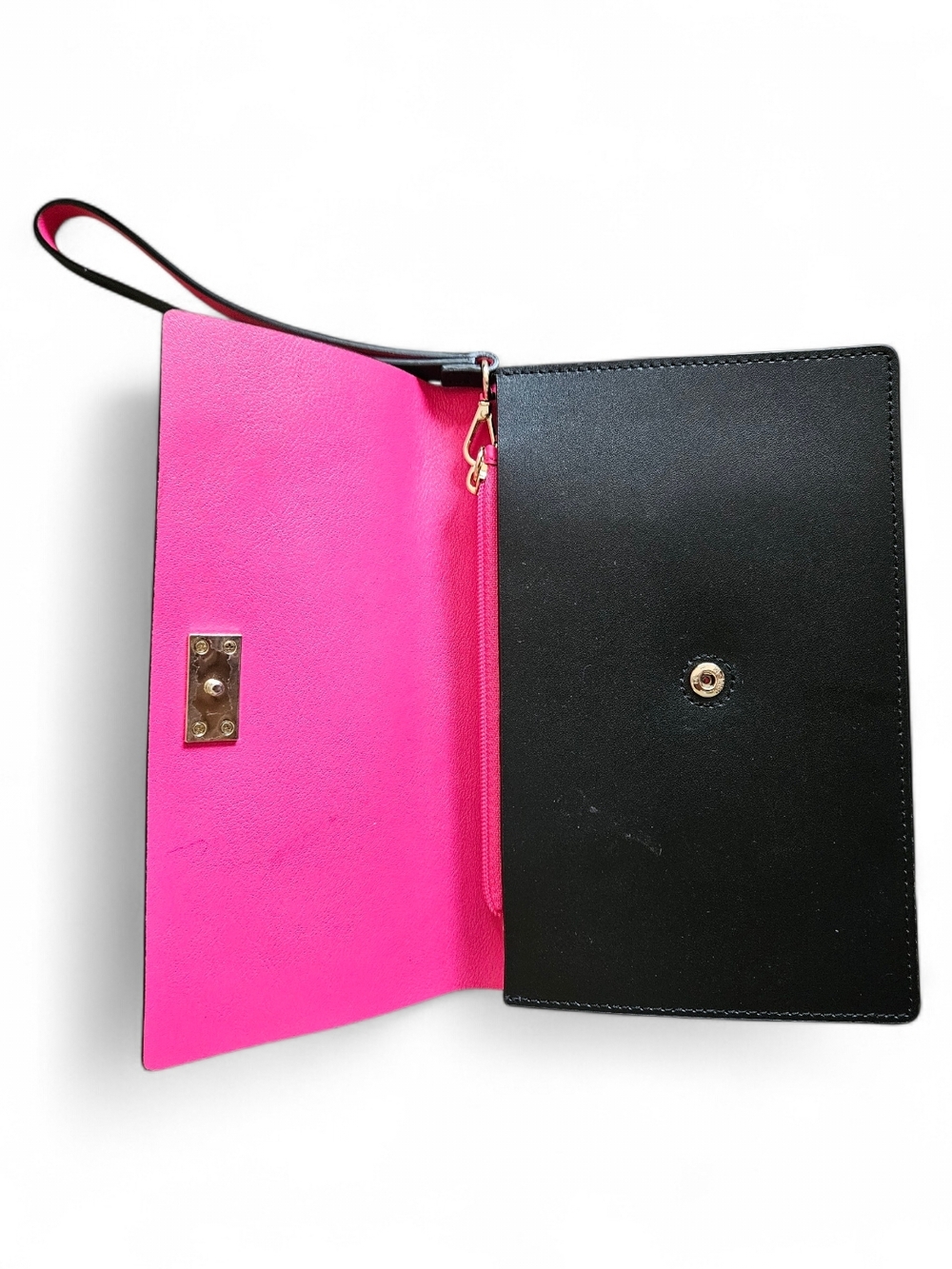Kate Spade black leather clutch black and hot pink - Picture 5 of 5